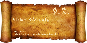 Vidor Károly névjegykártya