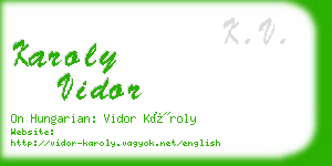 karoly vidor business card